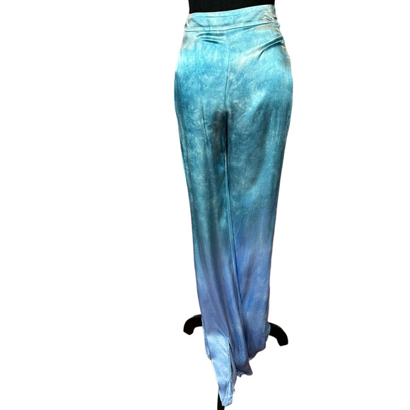Rays for Days Blue Satin Flare Pant SMALL Ombre Split Cuff  Flare Retro 70s Boho - Picture 4 of 10